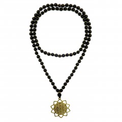 NECKLACE COLOR BLACK GOLD SUN 